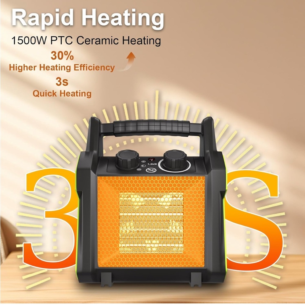 NWT Gardtech Heater Electric Space Heater With Overheat Protection 1500W - Picture 4 of 7